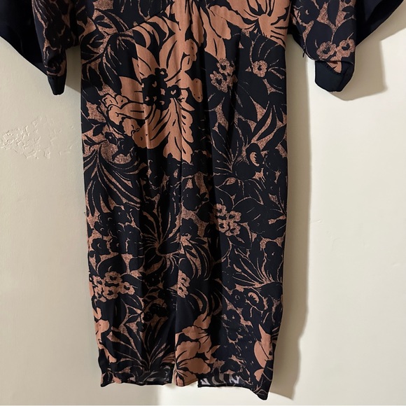 NEW Anthropologie Maeve Mirabilis Batwing Kimono Sleeve Knee Length Dress Brown - Picture 6 of 10